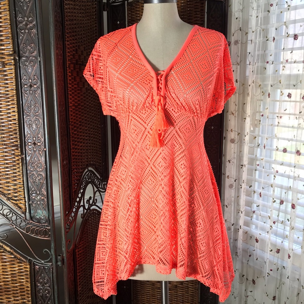 OP Coral Crochet Tie-Front Swim Coverup
